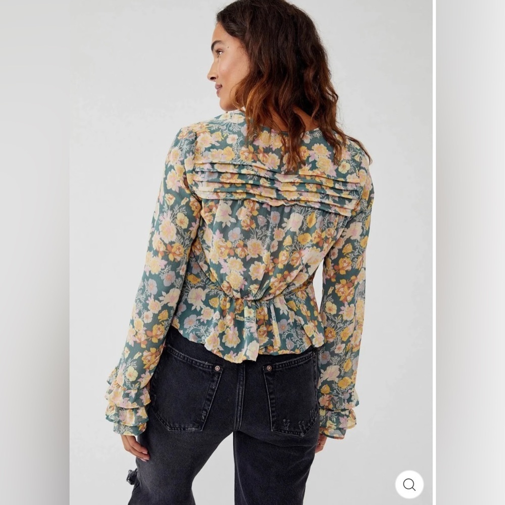 NWT. $98R Free People Maybel Blouse Happy Combo - Picture 3 of 12